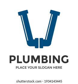 V Letter vector logo template. This design use pipe symbol. Suitable for industrial.