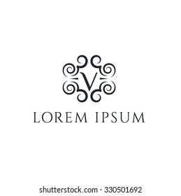 V letter vector logo template (sign, symbol, emblem, ornament)