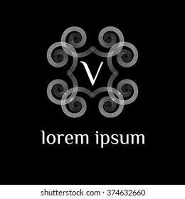 V letter vector logo template (sign, symbol, emblem, ornament)