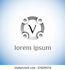 V letter vector logo template (sign, symbol, emblem, ornament)