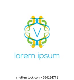V letter vector logo template (sign, symbol, emblem, ornament)