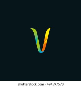 V letter vector logo template ( sign, symbol, emblem, design element). Color letter of the alphabet illustration