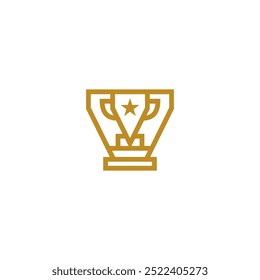 Diseño de logotipo de combinación de letra V y copa de victoria.