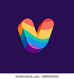 V letter volume logo with Pride LGBTQ flag pattern. Vector Illustration perfect for your rainbow identity, transgender banner, gays and lesbians posters, bisexual design, etc.
