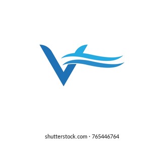 V Letter wave Logo Template vector illustration design