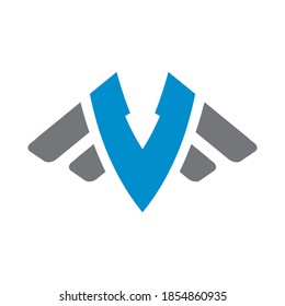 V letter wing abstract logo for your brand or business