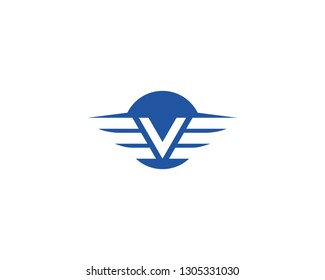 V letter wing logo vector template