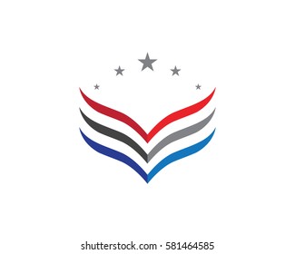 V Letter Wing with star Logo Template vector icon design