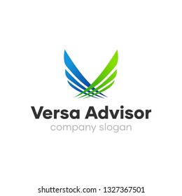 V Letter Wing Symbol For Versa Advisor Logo Idea