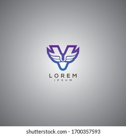 V Letter Wings Logo Design Icon. Flying Wing Letter Logo with Creative and modern concept.