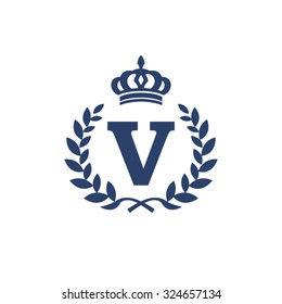 V letter wreath logo