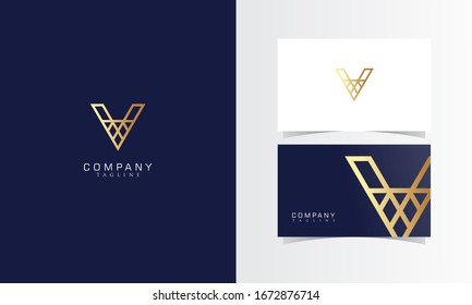 V Line Luxury Logoype vector con diseño de plantilla de tarjeta de visita para identidad de marca