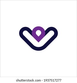 V Location Letter Logo Design