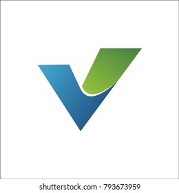 V logo abstract blue