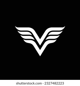 V logo, Abstract universal premium logo design, white color on black background, Vector symbol