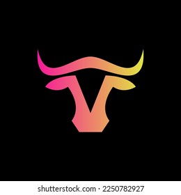 V logo bull concepts logo vector graphic monogram icon vector template logo TV buffalo