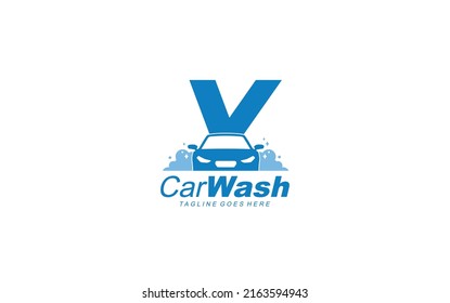 V logo carwash for identity. car template vector illustration for your brand.