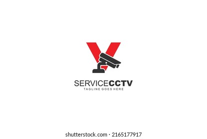 V logo cctv for identity. security template vector illustration for your brand.