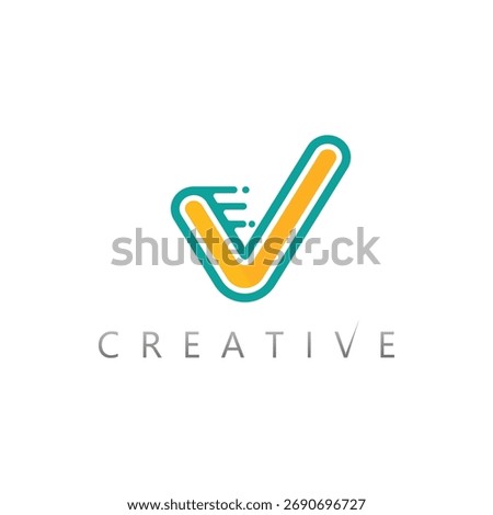 V logo and check mark design for branding identity 