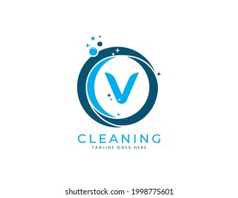 V logo for cleaning service. Vector Illustration