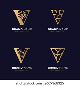 V Logo Collection Geometric and Premium Templates Icon Set