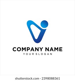 V logo combined with I. with a unique shape of technology
