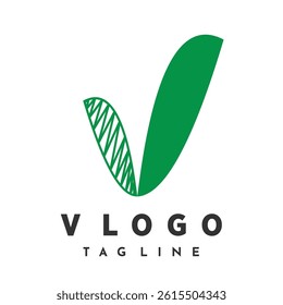 v logo concept. v leaf illustration go green natural