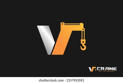 V logo crane for construction company. Heavy equipment template vector illustration for your brand.
