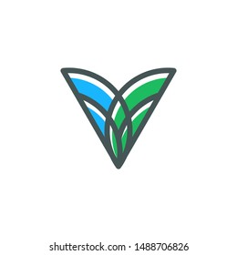 v logo design, Abstract letter icon - vector