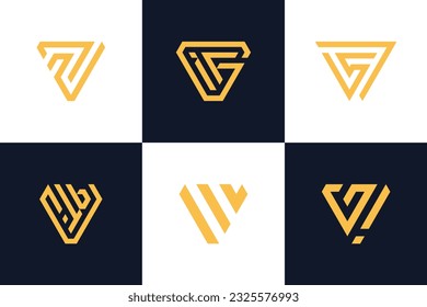 Concepto creativo del conjunto de colecciones de diseño del logotipo V