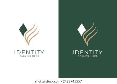 V logo design. Creative luxury and minimalism logotype icon symbol