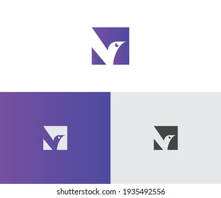 V logo design, Modern v and bird logo icon design template,