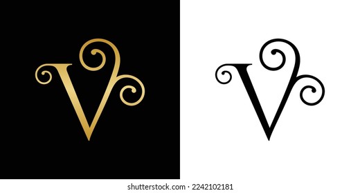 V logo design, V monogram logo, V initials icon, letter V logo, luxury vector