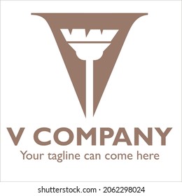 V logo design on Cleaning and Maintenance theme