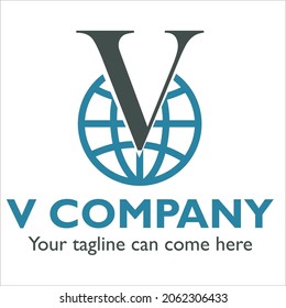 V logo design on Communications theme