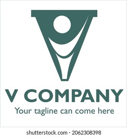 Diseño del logotipo V sobre temas comunitarios y sin fines de lucro