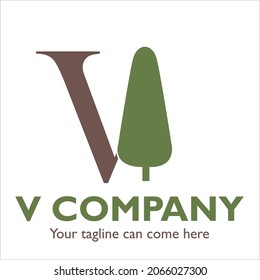 V logo design on Landscape theme