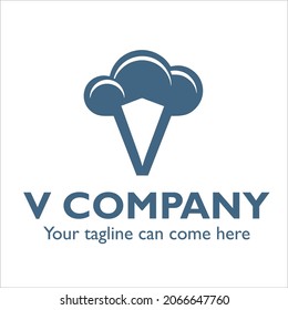 V logo design on Technology theme