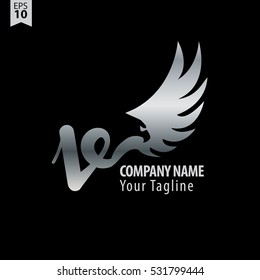 V Logo With Eagle or Hawk Icon Design Template