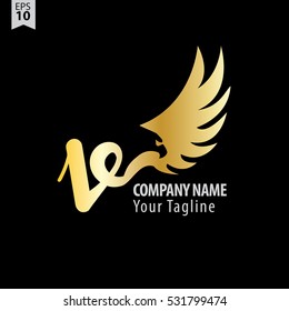 V Logo With Eagle or Hawk Icon Design Template