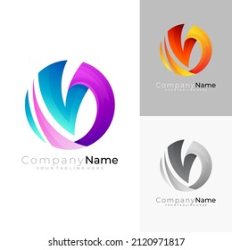 V-Logo und Erddesign-Kombination, 3D-Stil
