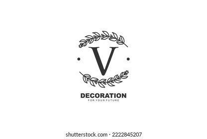 V logo floral vector for identity company. initial letter nature template vector illustration for your brand.