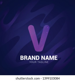 V logo galaxy gradient modern style-logo font