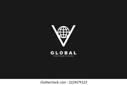 V logo GLOBE for identity. NETWORK template vector illustration for your brand.