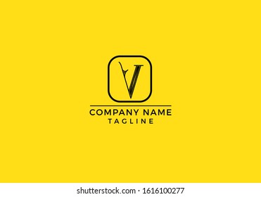 V logo icon design with black and yellow color in vector editable file.