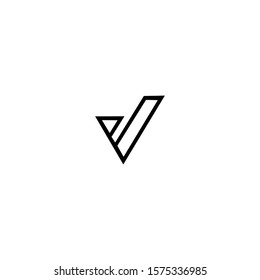 V logo icon design template elements