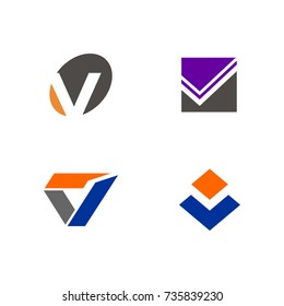 V logo initial letter design template vector