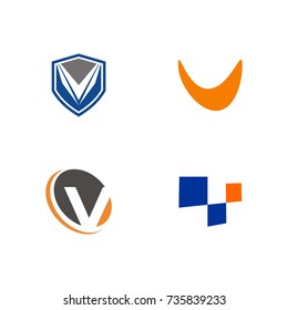 V logo initial letter design template vector