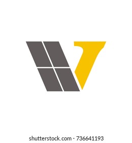 V logo initial letter design template vector with window shape combination
