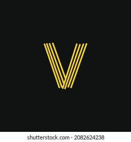 V logo, Initial lettering handwriting or handwritten for identity. Logo hand drawn Calligraphy lettering and hand drawn Vector illustration.